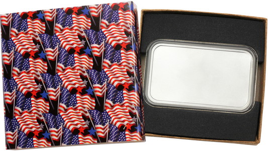 SilverTowne Natural Kraft Paper Gift Box with American Flag Pattern Box Sleeve